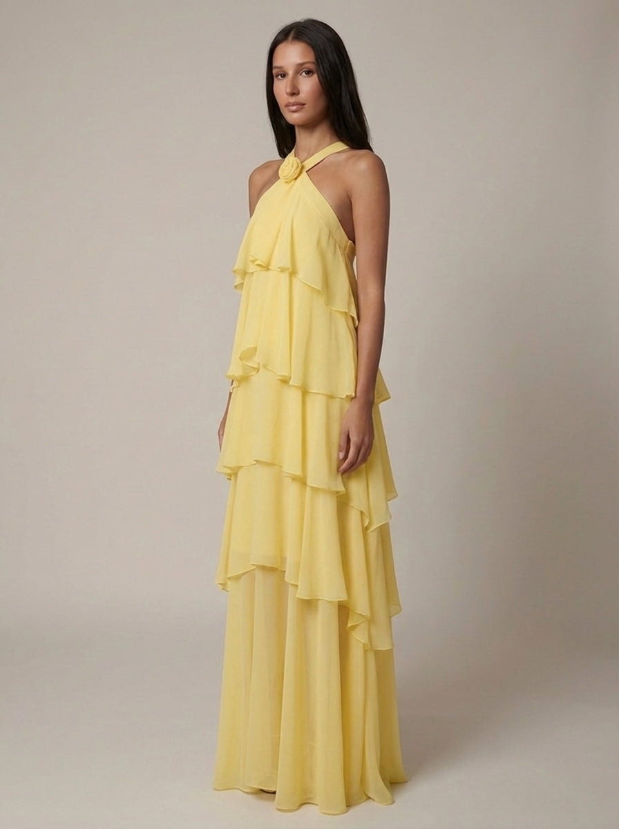 Flower Ruffle Maxi Dress