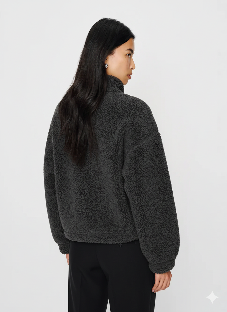 Cropped Sherpa Turtleneck Jumper