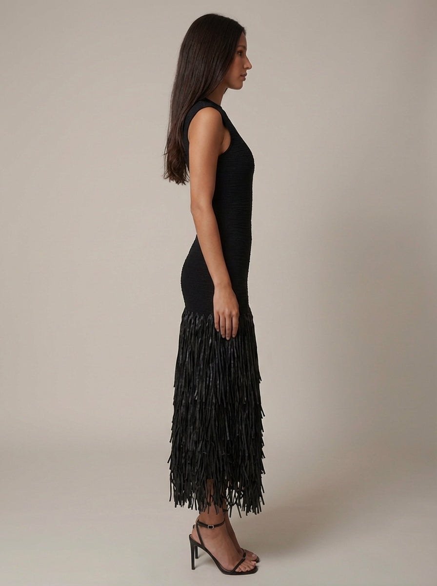 Noir Fringe Dress