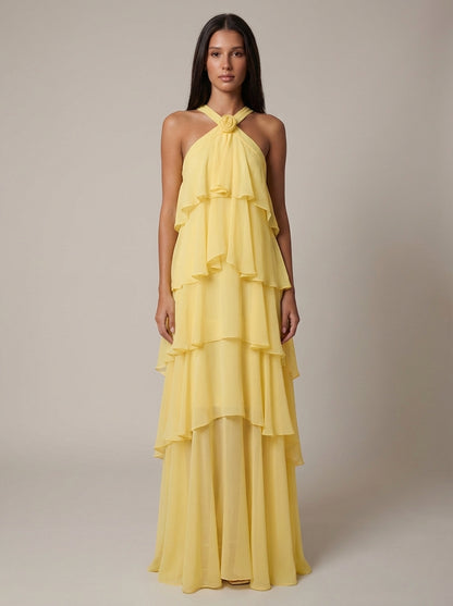 Flower Ruffle Maxi Dress