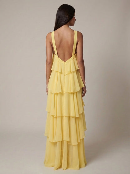 Flower Ruffle Maxi Dress