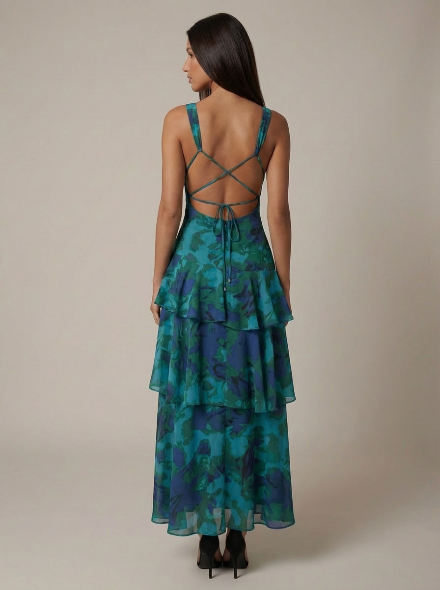 lisa button up maxi dress Belted embellished tiered ruffled checked linen-blend gauze maxi dress - multi