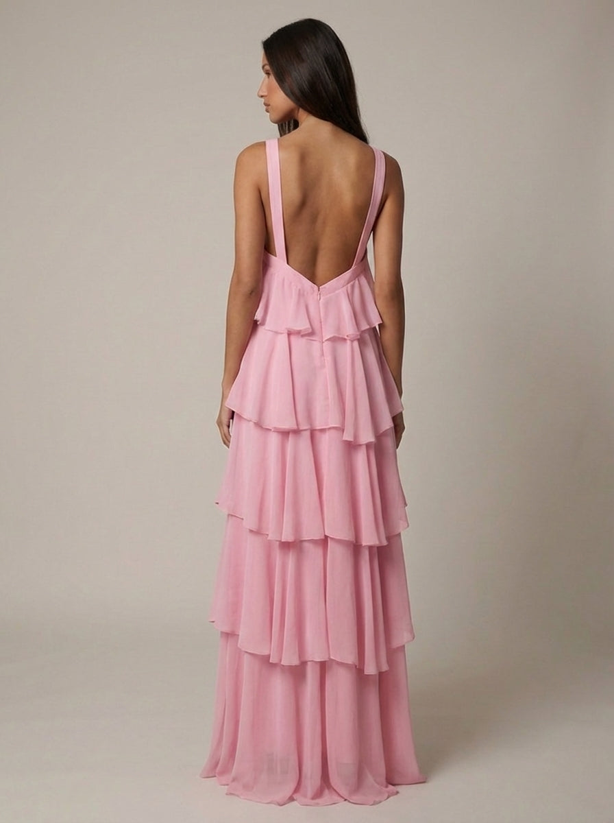 Flower Ruffle Maxi Dress