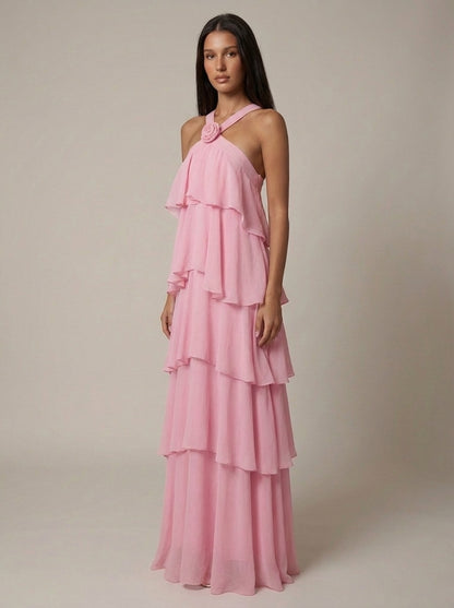 Flower Ruffle Maxi Dress