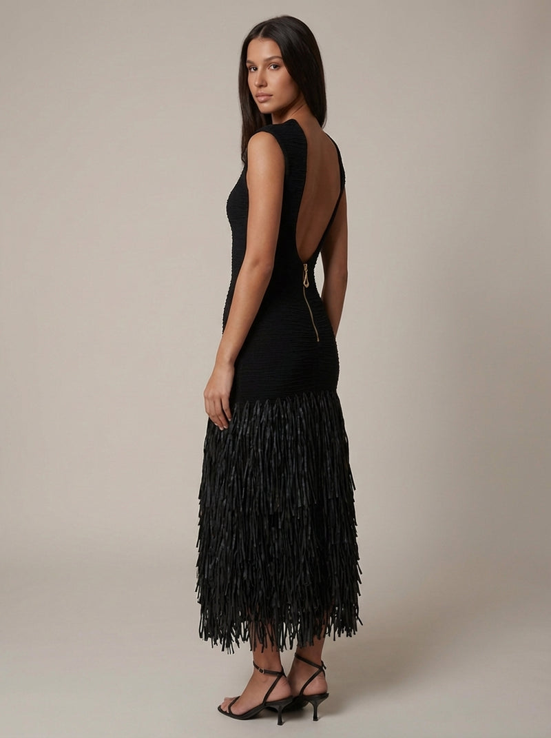 Noir Fringe Dress