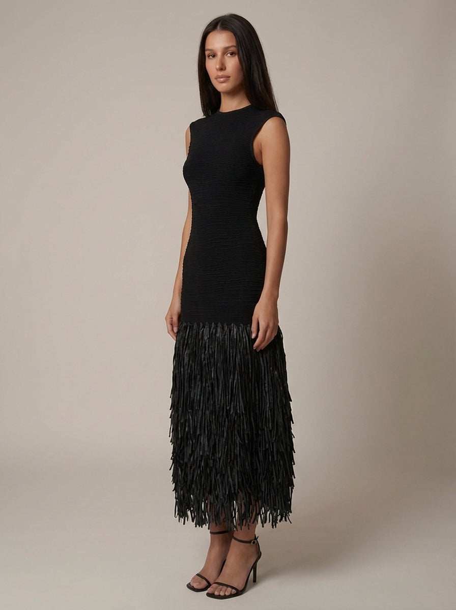 Noir Fringe Dress