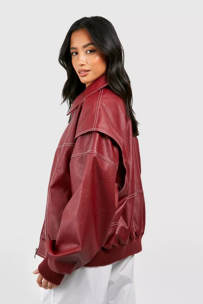 Amor | Red Leather Jacket